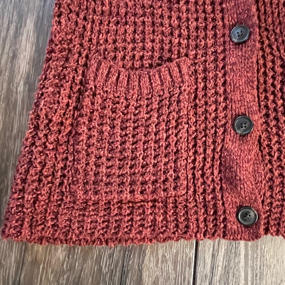 AMERICAN EAGLE Chunky Knit Cardigan Burnt Orange - Picture 3 of 5